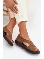 Dámské sandály Zazoo 3196 z přírodního semiše světle hnědé