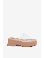 Dámské sandály na platformě s průhledným páskem Béžové Selestia Dámské sandály na platformě s průhledným páskem Béžové Selestia