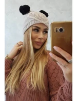 Fleecová čepice 2 bambulky K291 béžová - Oliwier