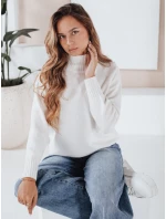 Dámský svetr s polovičním rolákem bílý FashionStreet MY2531 Dámský svetr s polovičním rolákem bílý FashionStreet MY2531