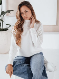 Dámský svetr s polovičním rolákem bílý Dstreet model 21991031 - FashionStreet