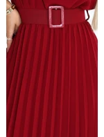 MIA Plisované šifonové midi šaty se širokým páskem model 21108244 - numoco basic MIA Plisované šifonové midi šaty se širokým páskem model 21108244 - numoco basic