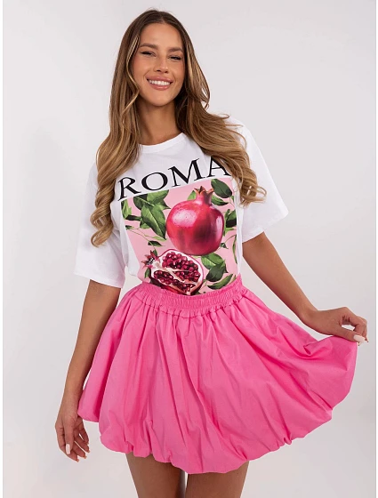 Růžová dámská mini sukně typu s gumou v pase model 20970150 - Factory Price Růžová dámská mini sukně typu s gumou v pase model 20970150 - Factory Price