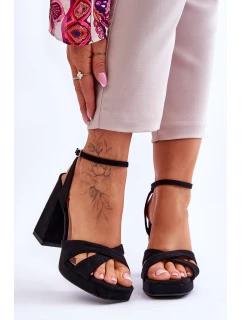 semišové sandály na podpatku Černé model 21618959 - Boto