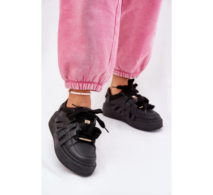 Ekokožené Sneakersy Na Platformě Černé Penolle Ekokožené Sneakersy Na Platformě Černé Penolle