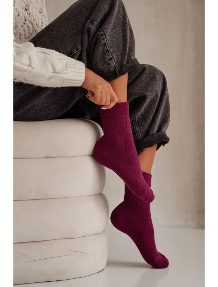 Dámské ponožky Frotte model 21728622 Bordové - Milena