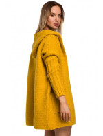 M556 Pletený svetr s kapucí - vřesová barva