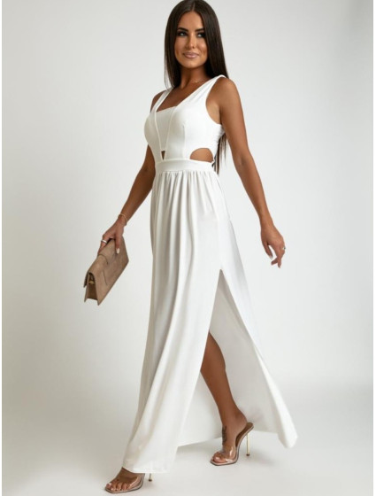 Maxi šaty s výřezy, bílé