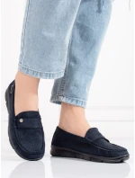 Jedinečné  mokasíny Granatowy dámské bez podpatku