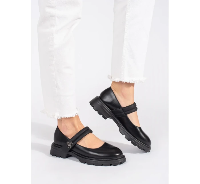 Jedinečné  polobotky černé dámské bez podpatku