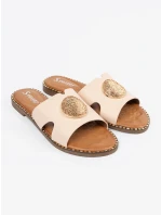 Výborné  nazouváky dámské Jasnobeżowy na plochém podpatku