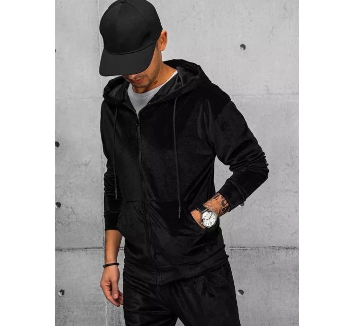 Pánská černá velurová mikina FashionStreet BX5544