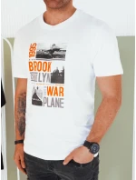 Pánské bílé tričko s potiskem Dstreet RX5451 Pánské bílé tričko s potiskem Dstreet RX5451