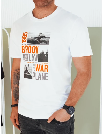 Pánské bílé tričko s potiskem Dstreet RX5451 Pánské bílé tričko s potiskem Dstreet RX5451