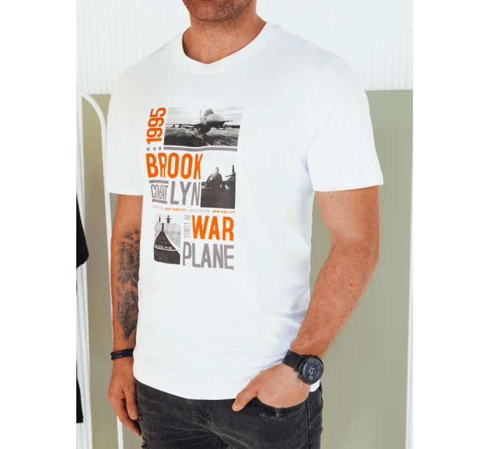 Pánské bílé tričko s potiskem FashionStreet RX5451