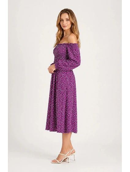 Fialové dámské šaty se rameny model 19551032 - Ann Gissy Fialové dámské šaty se rameny model 19551032 - Ann Gissy