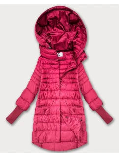 Růžová dámská bunda pro přechodné období s stahovacími lemy model 21389932 - FLY MODA