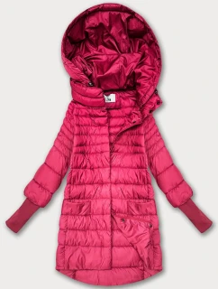 Růžová dámská bunda pro přechodné období s stahovacími lemy model 21389932 - FLY MODA