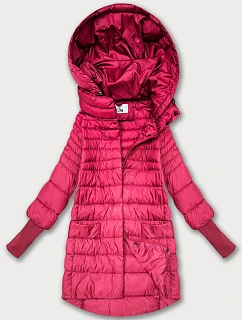 Růžová dámská bunda pro přechodné období s stahovacími lemy model 21389932 - FLY MODA