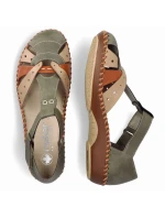 Sandały damskie komfortowe na rzepy zabudowane palce zielone Rieker M1655-54