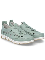 Dámská kožená prolamovaná zelená polobotka model 22081647 - Rieker Dámská kožená prolamovaná zelená polobotka model 22081647 - Rieker