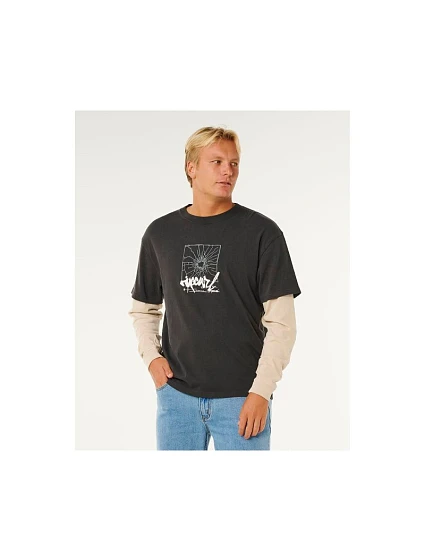 Pánské tričko RIP CURL Inner Visions Smashed L/S Tee, černé Pánské tričko RIP CURL Inner Visions Smashed L/S Tee, černé