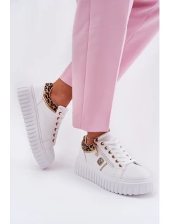Dámské Sportovní Boty Na Platformě Z Eko Kůže Panther Bílé Velionna