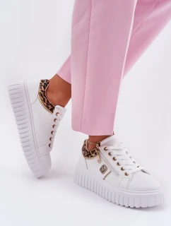 Dámské Sportovní Boty Na Platformě Z Eko Kůže Panther Bílé Velionna