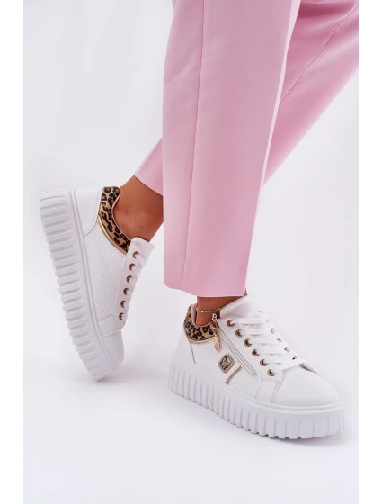Dámské Sportovní Boty Na Platformě Z Eko Kůže Panther Bílé Velionna Dámské Sportovní Boty Na Platformě Z Eko Kůže Panther Bílé Velionna