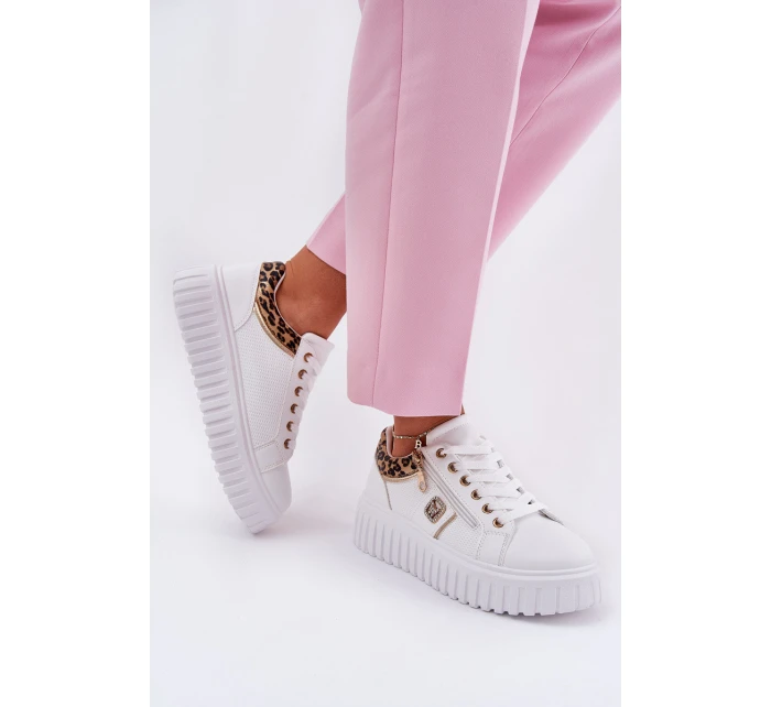 Dámské Sportovní Boty Na Platformě Z Eko Kůže Panther Bílé Velionna Dámské Sportovní Boty Na Platformě Z Eko Kůže Panther Bílé Velionna