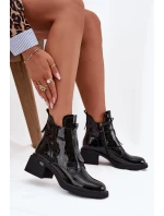 Lakované kožené dámské boty s na Černé model 21708346 - Boto