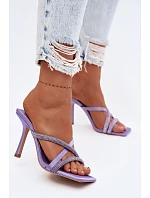 Dámské lodičky na podpatku s pásky a kamínky fialové model 22103236 - Boto Dámské lodičky na podpatku s pásky a kamínky fialové model 22103236 - Boto