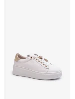 Dámské kožené tenisky na platformě s kolíky D&A White Dámské kožené tenisky na platformě s kolíky D&A White