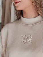 Dámská oversize mikina s nášivkou LOVASON béžová FashionStreet BY1420 Dámská oversize mikina s nášivkou LOVASON béžová FashionStreet BY1420