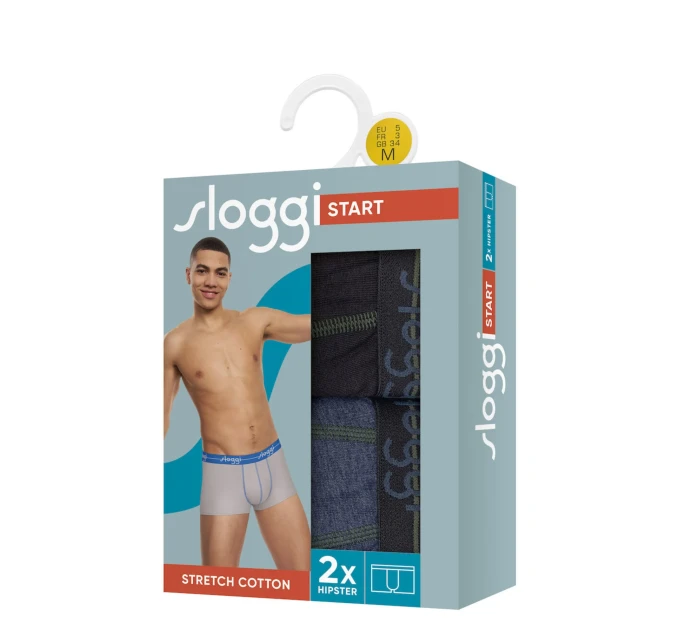 Pánské boxerky Start Hipster C2P box - UNKNOWN - černé/modré V004 - Sloggi Pánské boxerky Start Hipster C2P box - UNKNOWN - černé/modré V004 - Sloggi