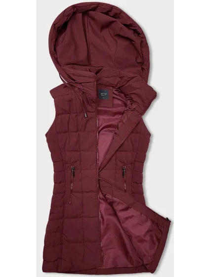 Tmavě červená dámská vesta s kapucí model 18956975 - J.STYLE Tmavě červená dámská vesta s kapucí model 18956975 - J.STYLE