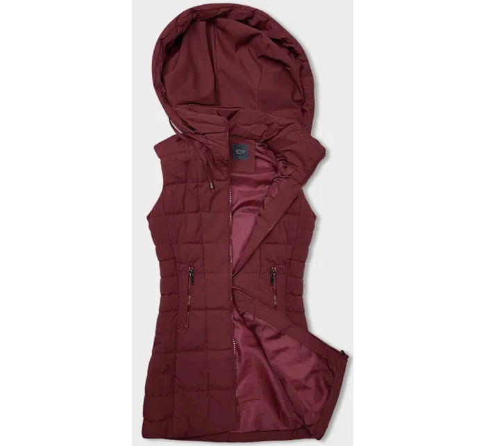 Tmavě červená dámská vesta s kapucí model 18956975 - J.STYLE Tmavě červená dámská vesta s kapucí model 18956975 - J.STYLE