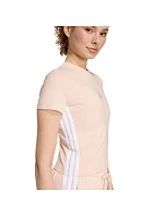 Dámské tričko adidas Essentials 3-Stripes Slim Baby v pastelově růžové barvě KD2343 Dámské tričko adidas Essentials 3-Stripes Slim Baby v pastelově růžové barvě KD2343