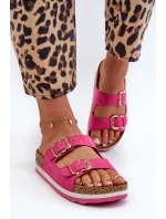 Dámské žabky na platformě s přezkami z ekokoženky fuksiové Ursila Dámské žabky na platformě s přezkami z ekokoženky fuksiové Ursila