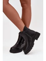 Kozačky kozačky na zip s detaily zateplené černé model 21747742 - Boto