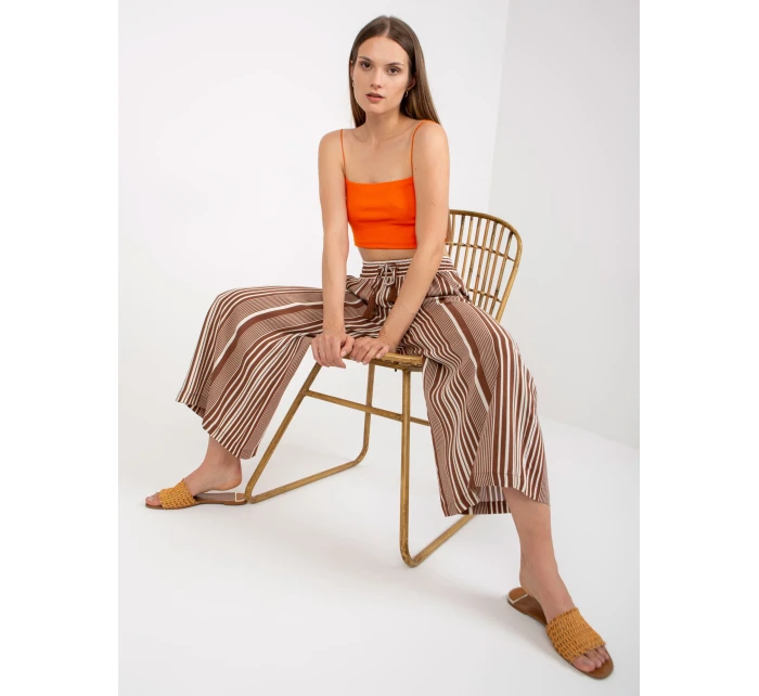 Kalhoty D73781M62237A bílá hnědá