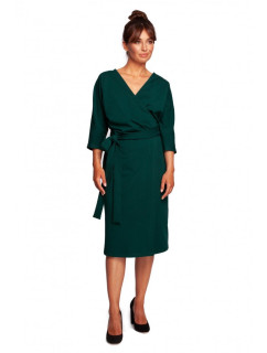 Zavinovací šaty s páskem na  tmavě zelené model 18004366 - BeWear