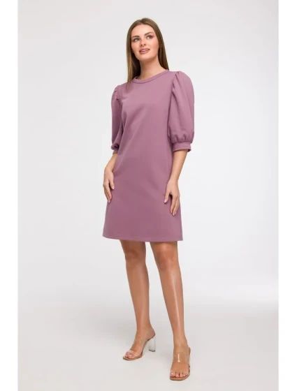 Šaty áčkového střihu s rukávy  barva model 21047147 - BeWear