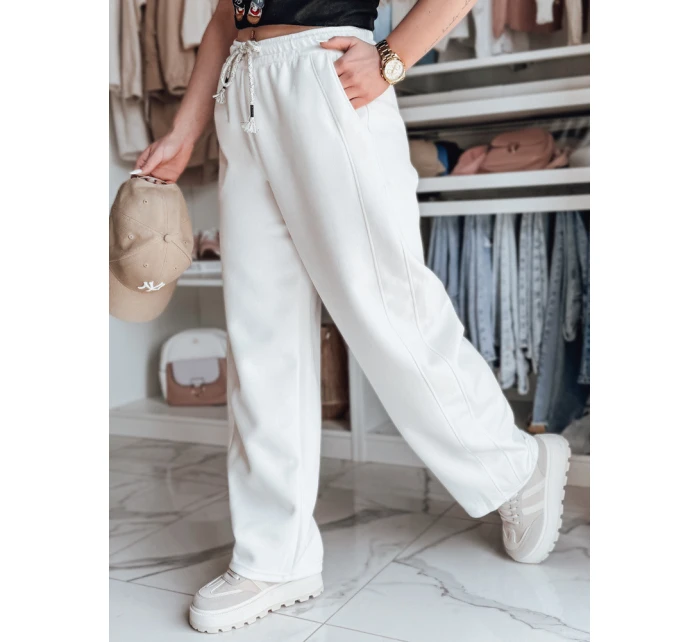 Dámské tepláky se širokými nohavicemi DRESMOOD PREMIUM ecru FashionStreet UY2687 Dámské tepláky se širokými nohavicemi DRESMOOD PREMIUM ecru FashionStreet UY2687