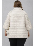 Dwustronna kurtka damska plus size z rękawem 3/4 Goodlookin ecru/panterka (M6-6308-12)