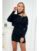 Šaty se zdobením na ramenou černé Šaty se zdobením na ramenou černé