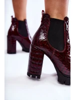 Lakované boty vzor na sloupku Burgundy model 21600620 - Boto