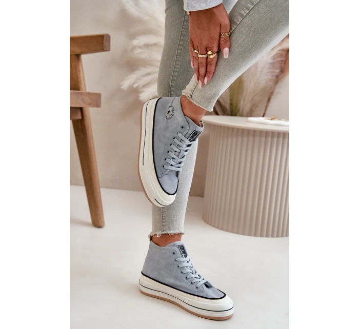 Zateplené Dámské Tenisky Na Platformě Eko Kůže Big Star model 21669567 Modré - Big Star Shoes Zateplené Dámské Tenisky Na Platformě Eko Kůže Big Star model 21669567 Modré - Big Star Shoes