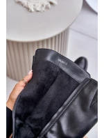 Kozačky Na Podpatku Z Eko Kůže  Černé model 21675758 - Boto