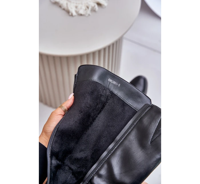 Kozačky Na Podpatku Z Eko Kůže  Černé model 21675758 - Boto